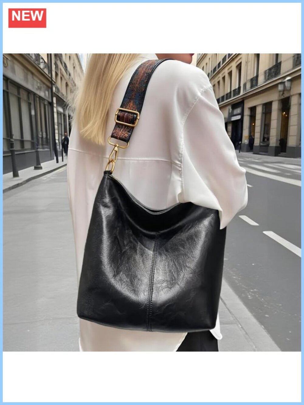 Oversize PU Leather Tote Weekender Shopper Handbag Travel Crossbody